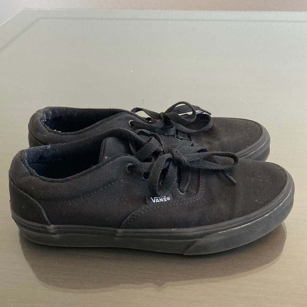 Boys Girls Black Vans Canvas Shoes Size 4Y